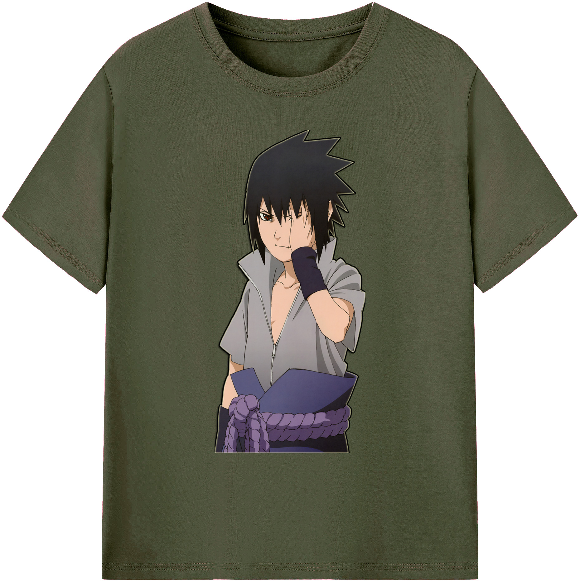 （画像用） NARUTO -ナルト- うちは サスケ Uchiha Sasuke 綿100％ メンズ半袖Tシャツ｜肌触りやわらか＆通気性